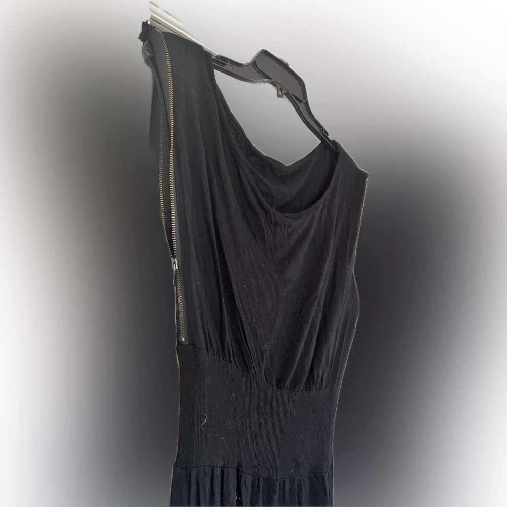 Boutique Black Cotton Dress with Adjustable Gold Side (Size M) - Picture 2 of 4